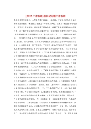 组长试用期工作总结