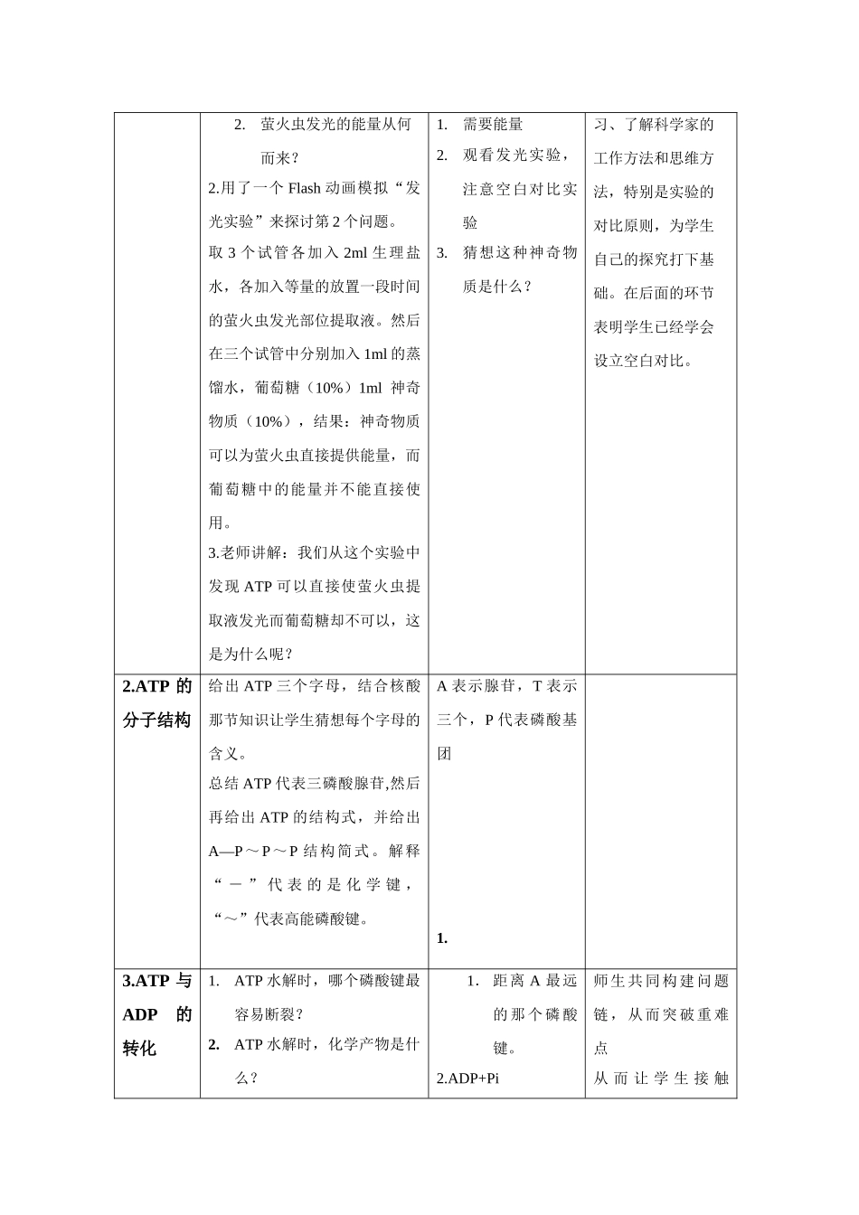 细胞的能量通货――ATP》教学设计与反思_第2页