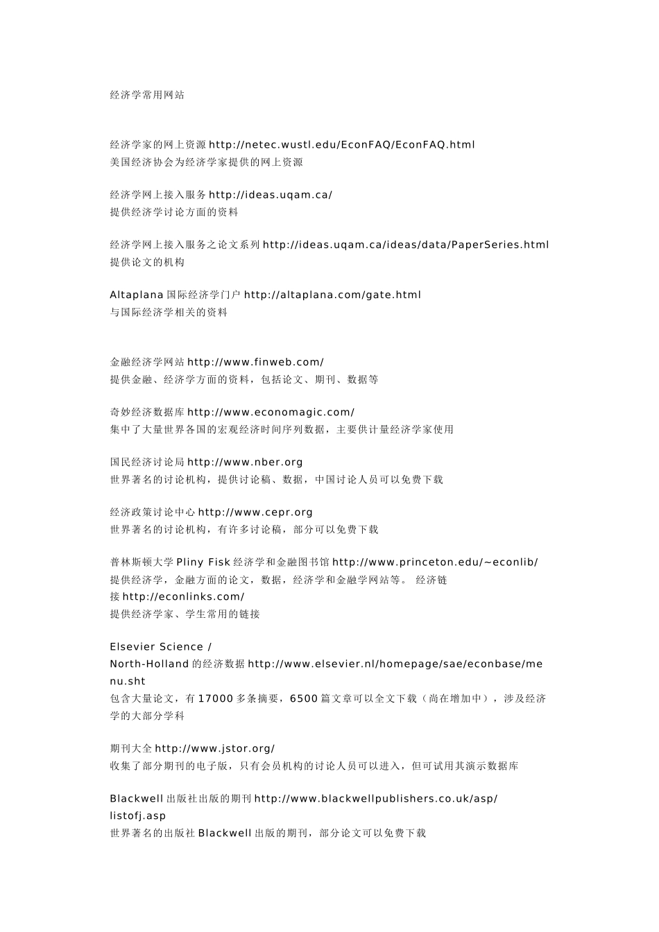 经济学常用网站_第1页