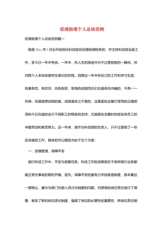 经理助理个人总结范例
