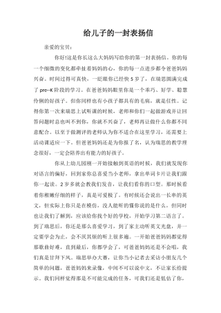 给儿子的一封表扬信