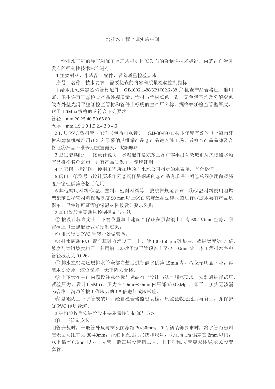 给排水工程监理实施细则1_第1页