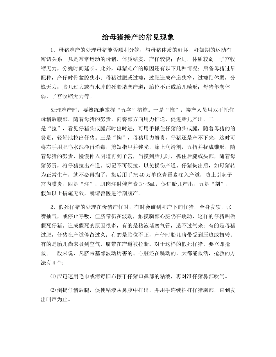 给母猪接产的常见现象_第1页