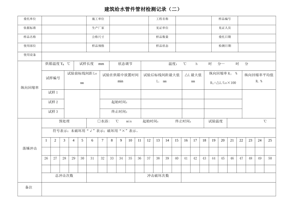 给水管材管件试验原始记录_第2页