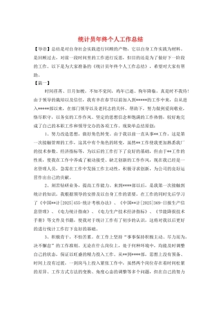 统计员年终个人工作总结