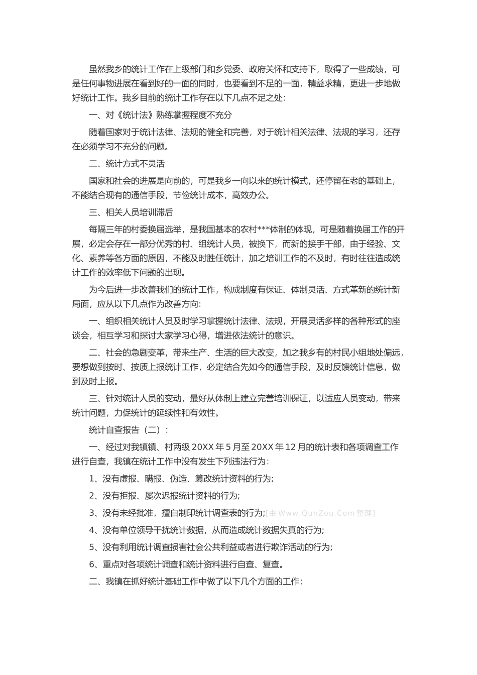 统计自查报告15篇述职报告-工作报告-工作总结_第2页