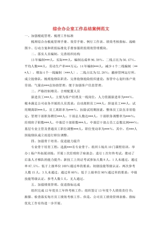 综合办公室工作总结案例范文