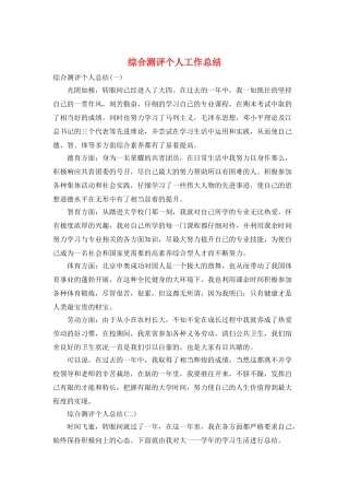 综合测评个人工作总结