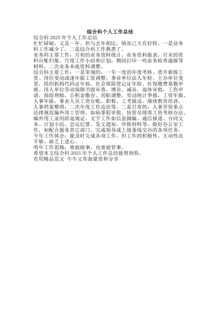综合科个人工作总结-精品范文资料