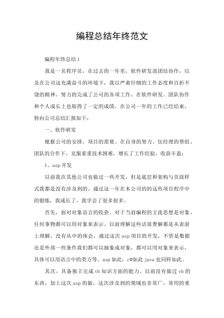 编程总结年终范文