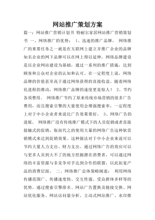 网站推广策划方案