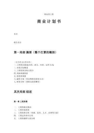 网站类商业计划书模板简明中文版