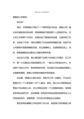 网站运营人员辞职报告