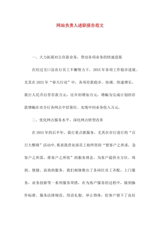 网站负责人述职报告范文