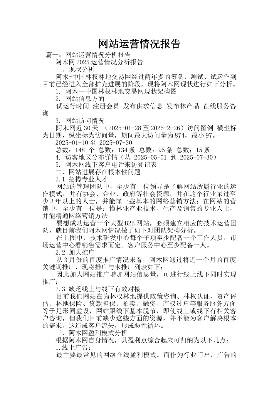 网站运营情况报告_第1页