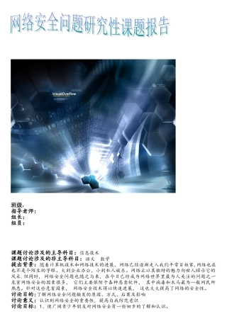 网络安全问题研究性课题报告