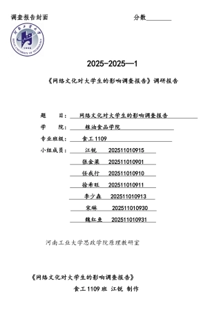 网络文化对大学生的影响调查报告