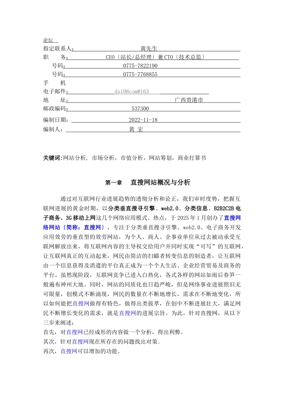 网络网站分析与商业计划书_第2页