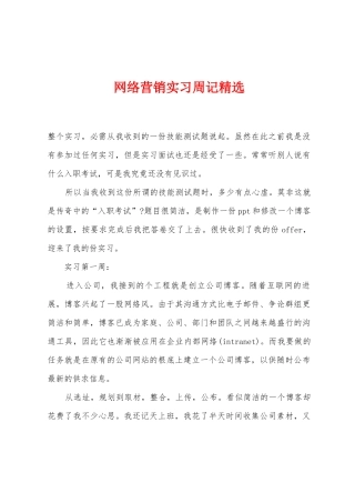 网络营销实习周记