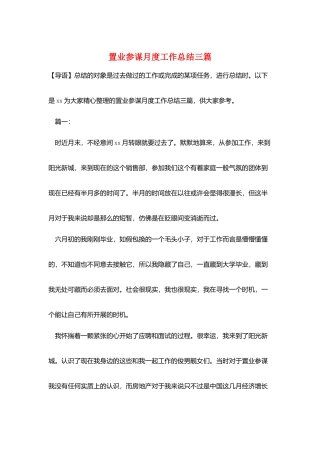 置业顾问月度工作总结三篇