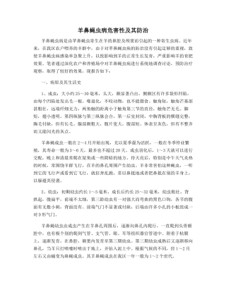 羊鼻蝇虫病危害性及其防治