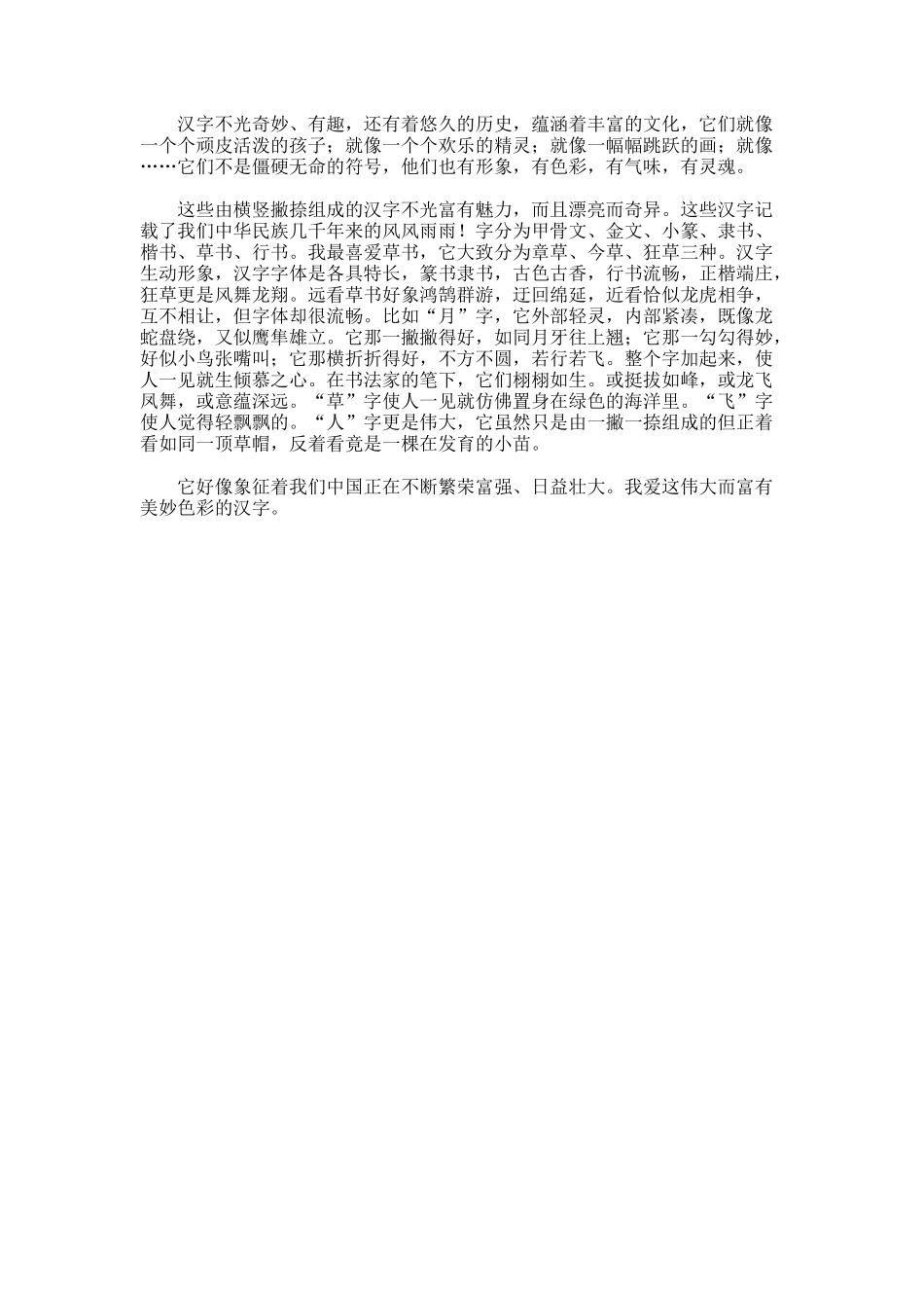 美丽的汉字小学生作文_第2页