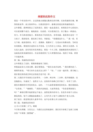美丽的沈阳作文