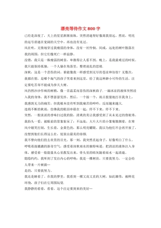 美丽等待作文800字