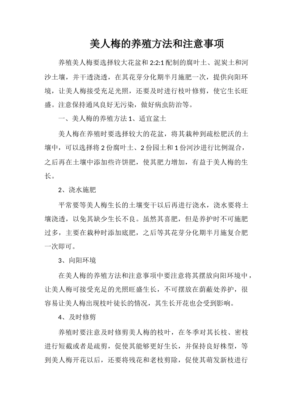 美人梅的养殖方法和注意事项_第1页