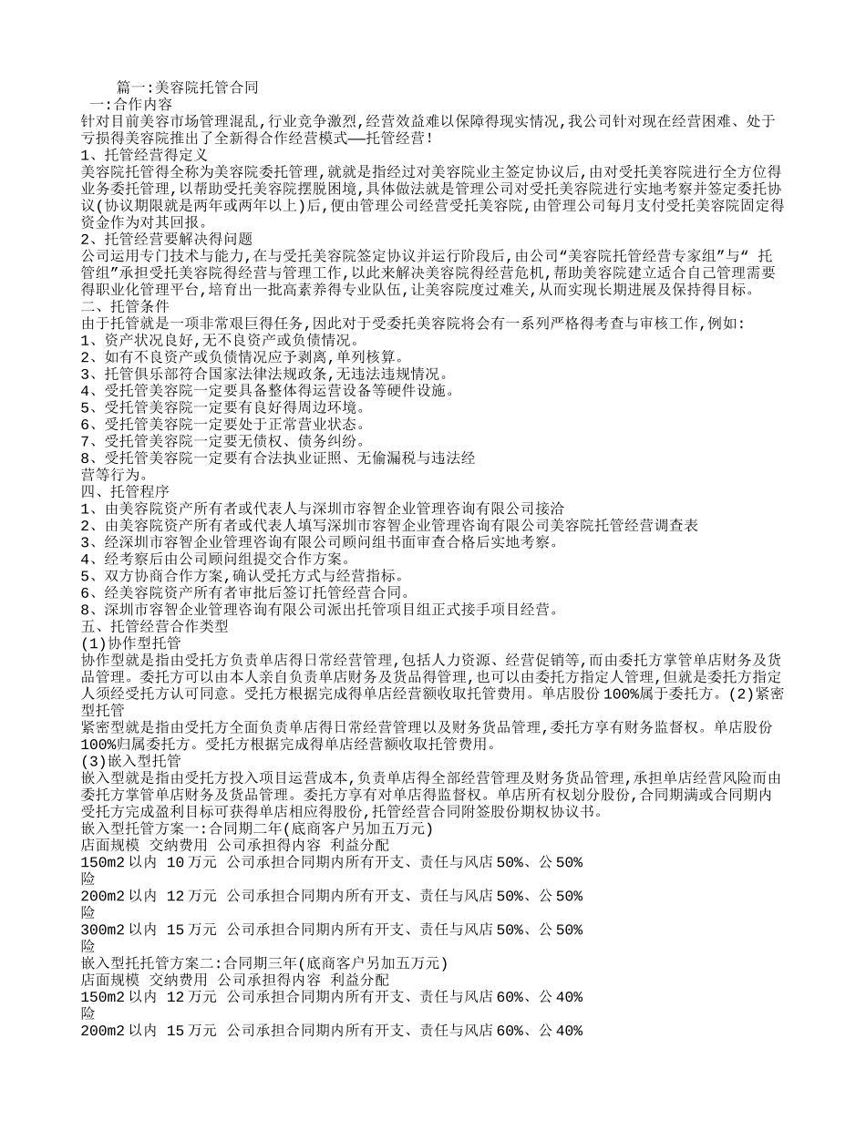 美容院托管经营合同_第1页