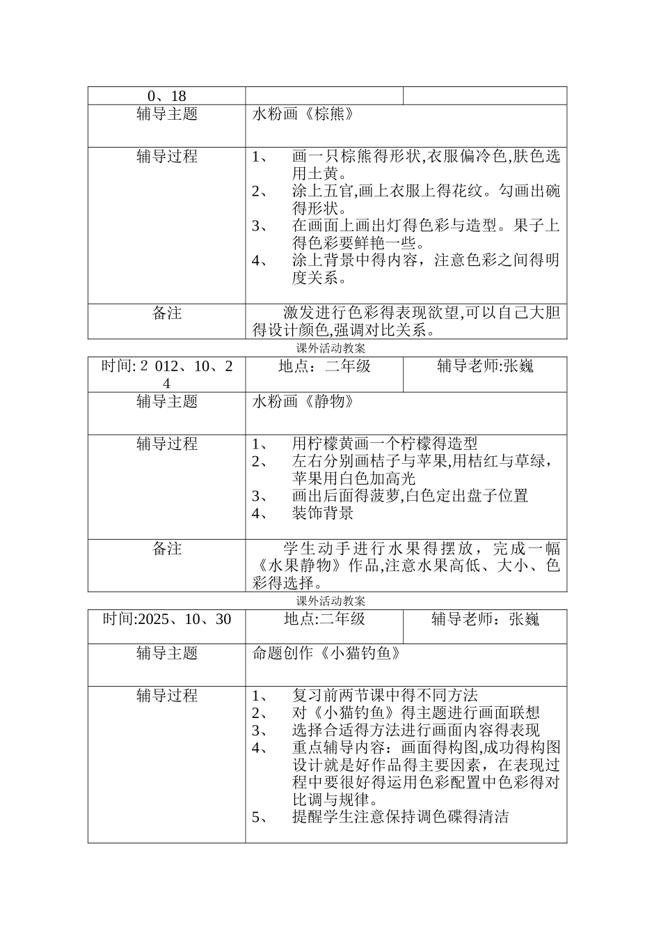 美术兴趣班辅导记录_第3页