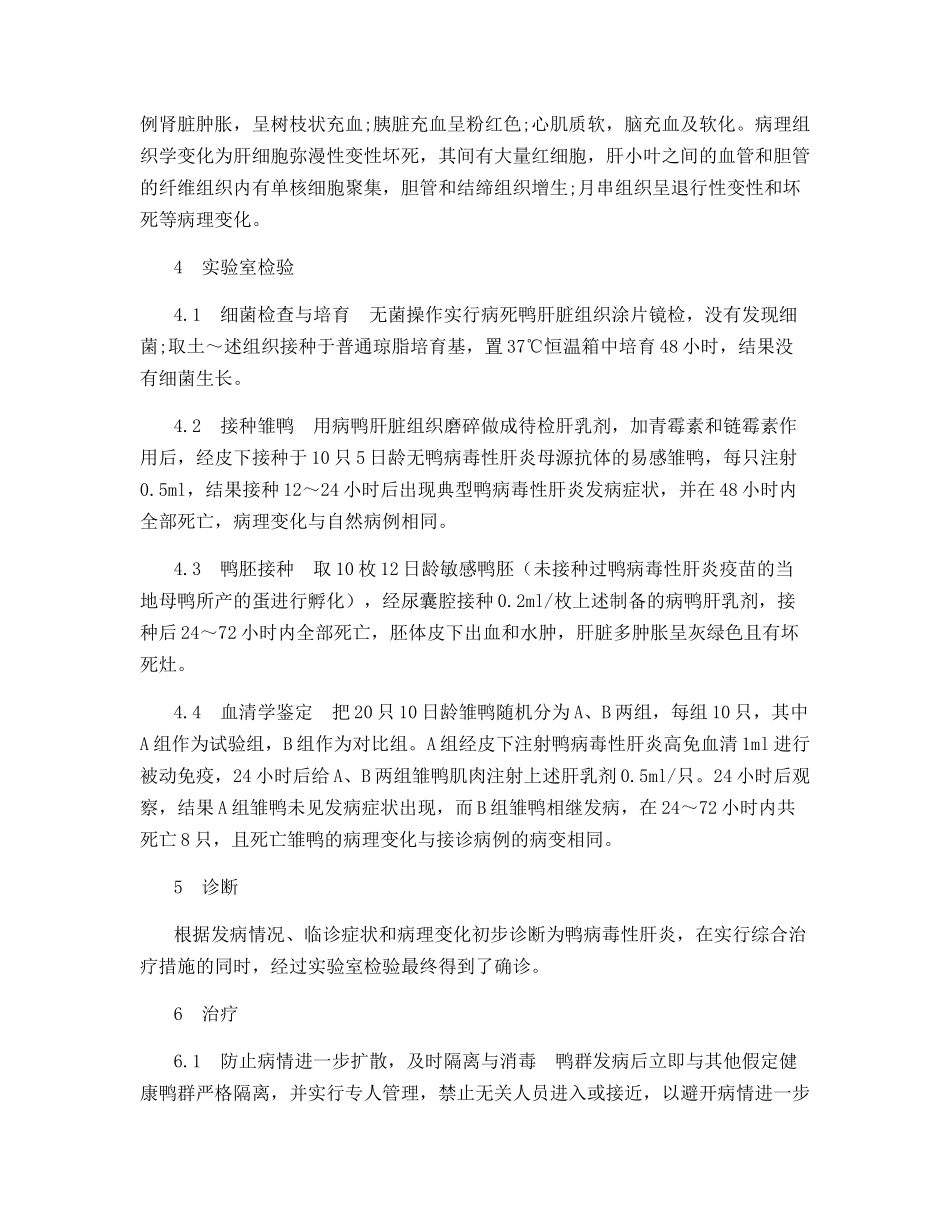 群养肉鸭发生病毒性肝炎的诊疗_第2页