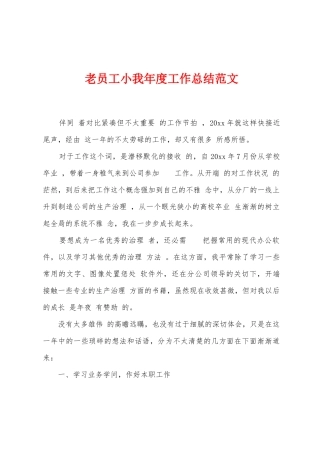 老员工小我年度工作总结范文