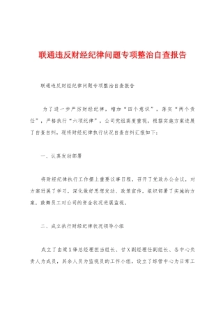 联通违反财经纪律问题专项整治自查报告