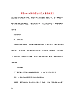 聚会2025活动策划书范文