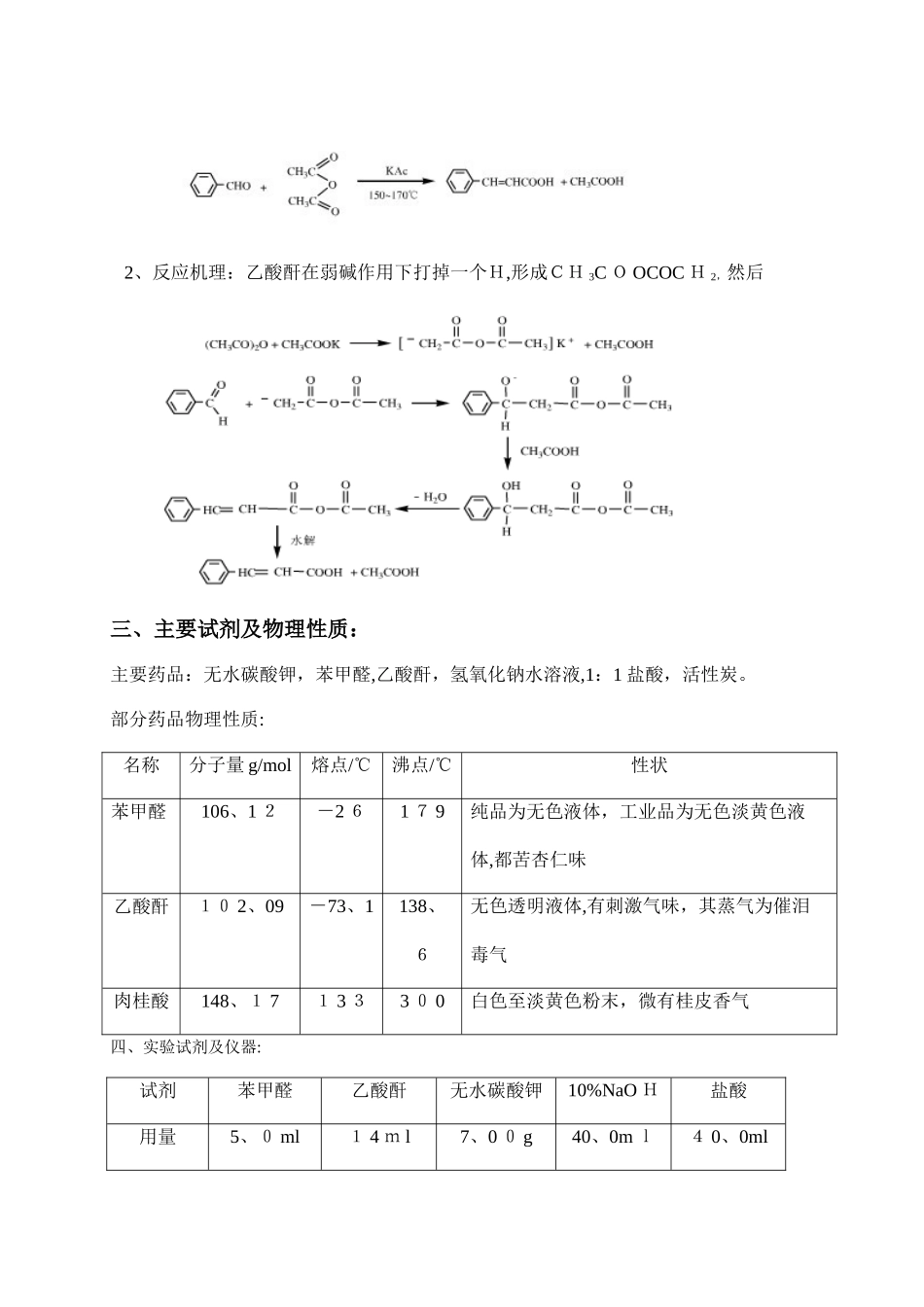 肉桂酸的制备 有机化学实验报告_第2页