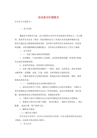 自主实习计划范文