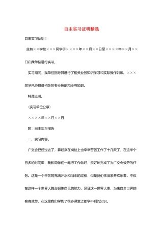 自主实习证明精选