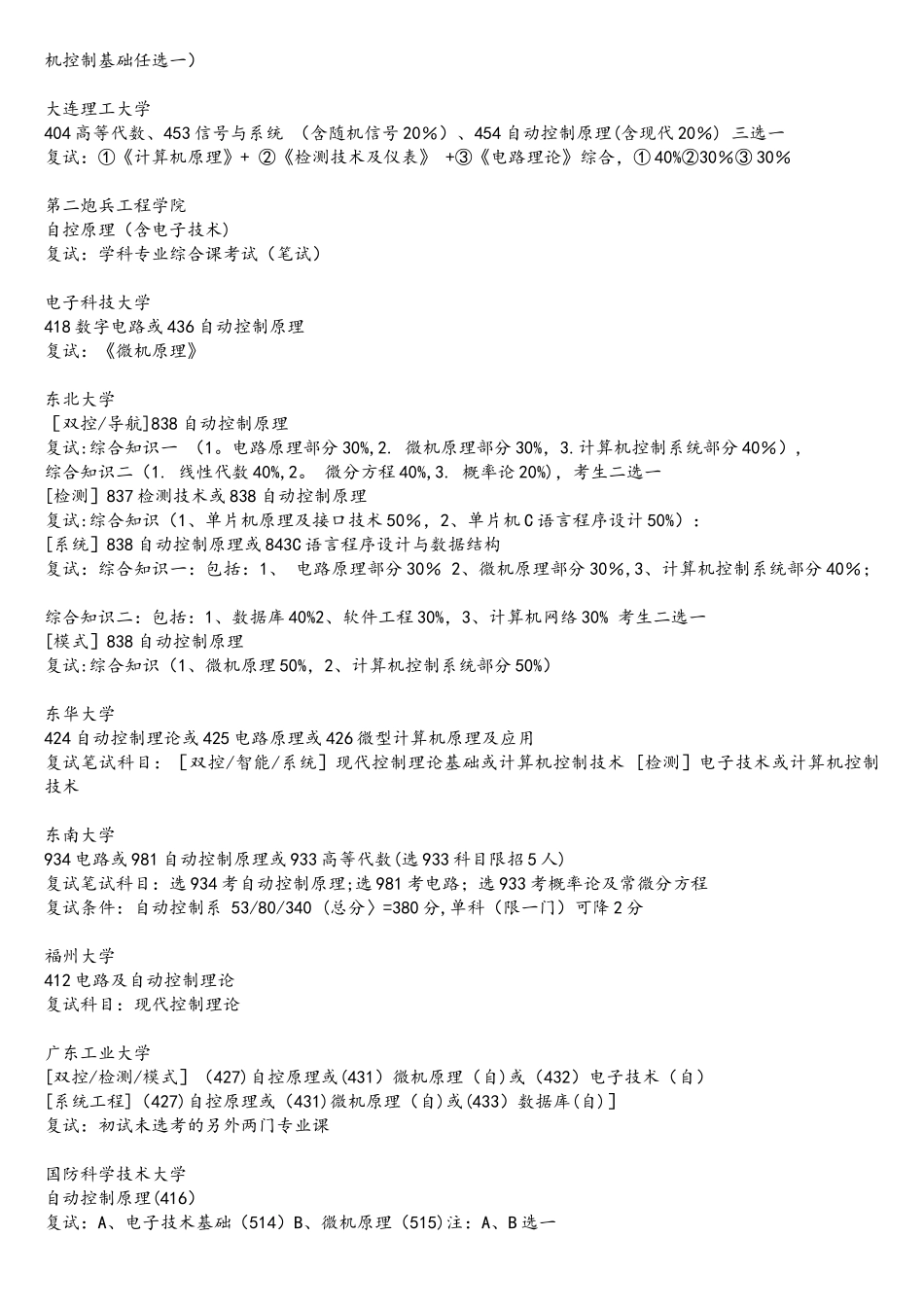 自动化考研专业课所考科目_第2页