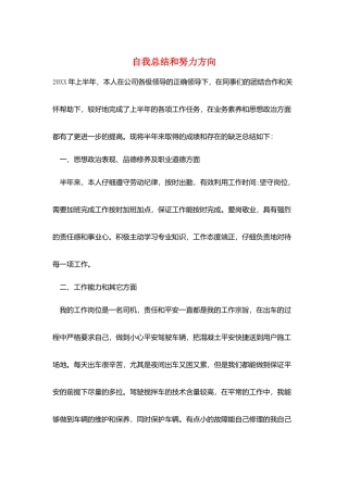 自我总结和努力方向