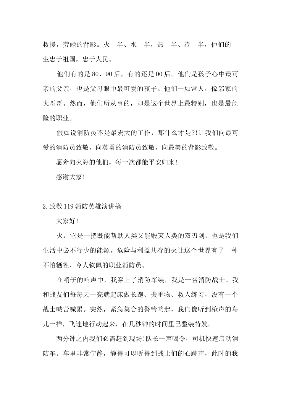 致敬119消防英雄演讲稿600字_第2页
