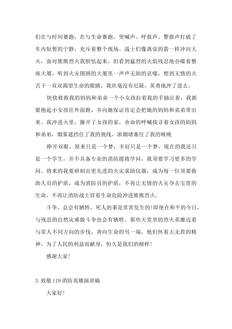 致敬119消防英雄演讲稿600字_第3页