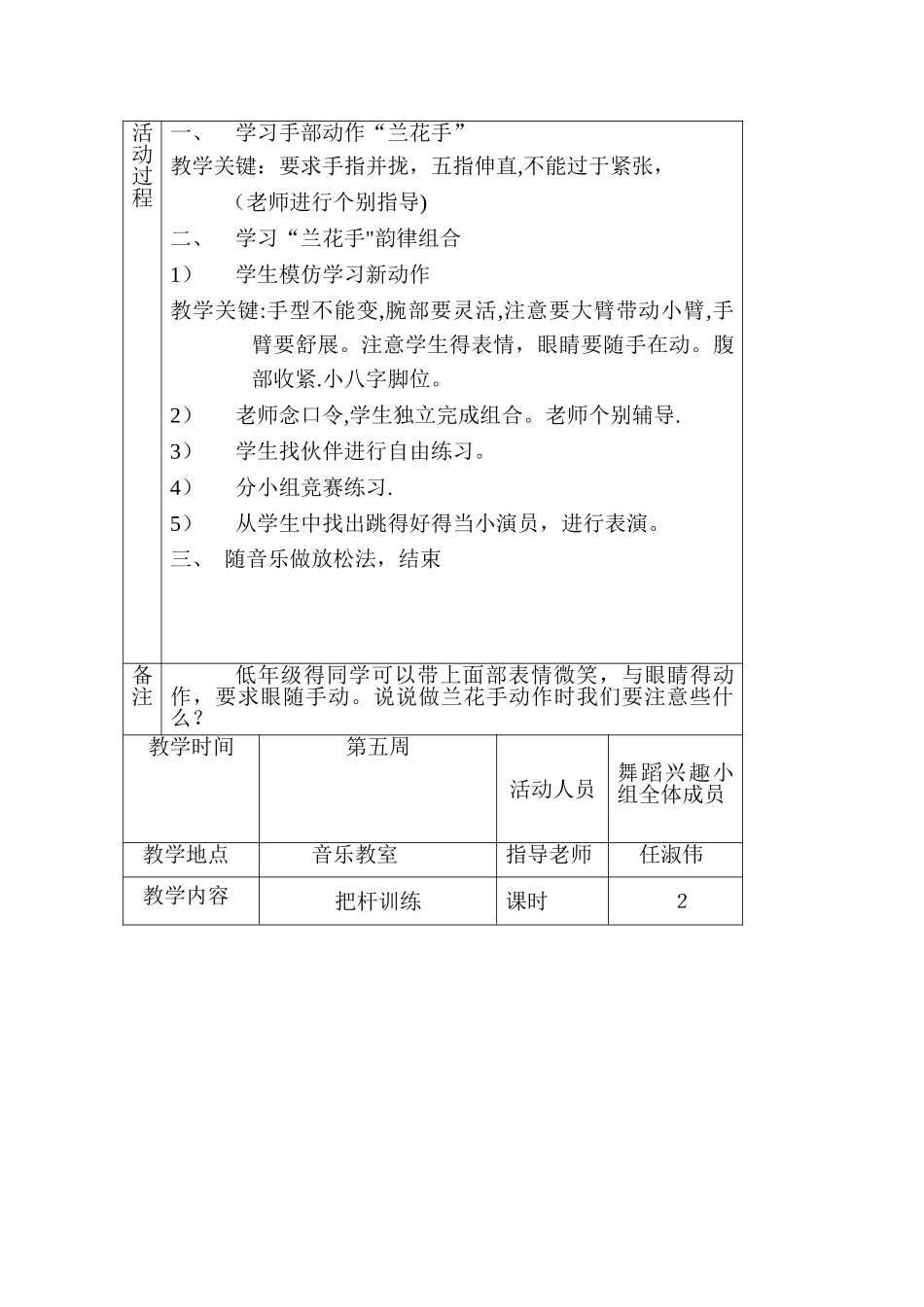 舞蹈兴趣小组活动记录表_第3页