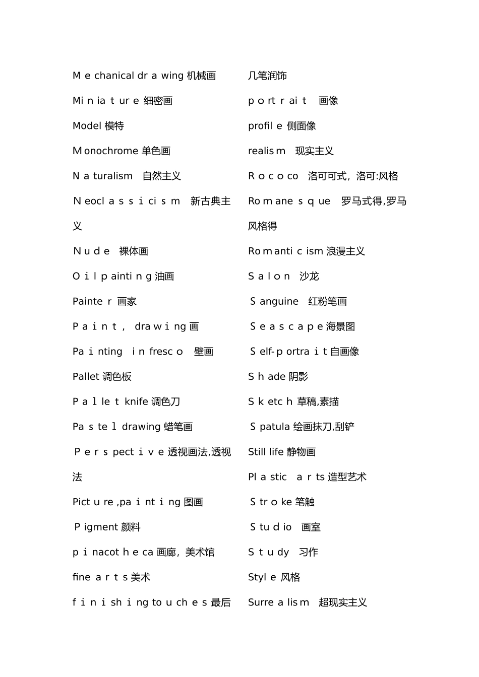 艺术类专业词汇表_第2页