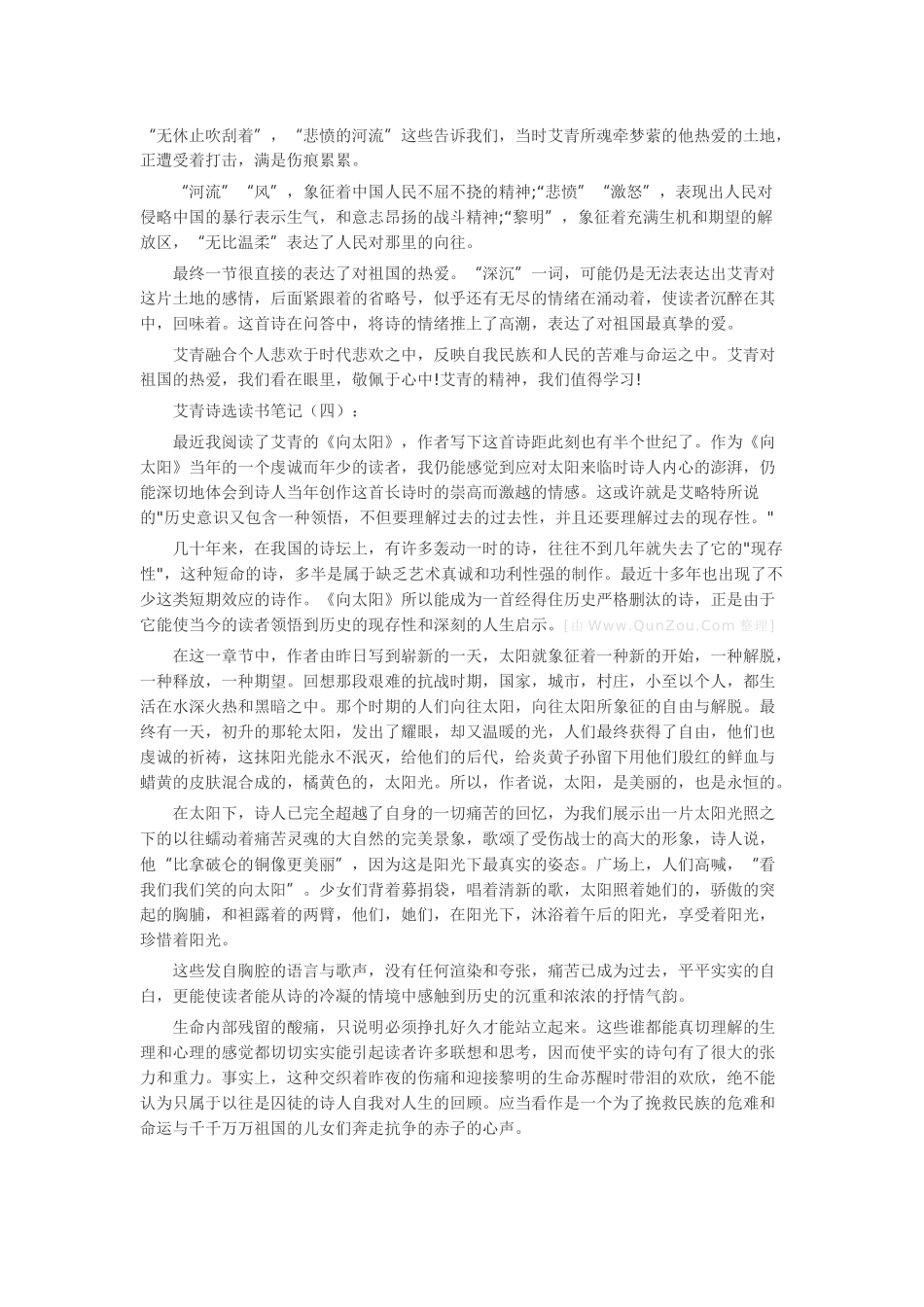 艾青诗选读书笔记15篇读后感-读书分享-读书心得札记_第3页
