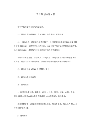 节目策划方案4篇