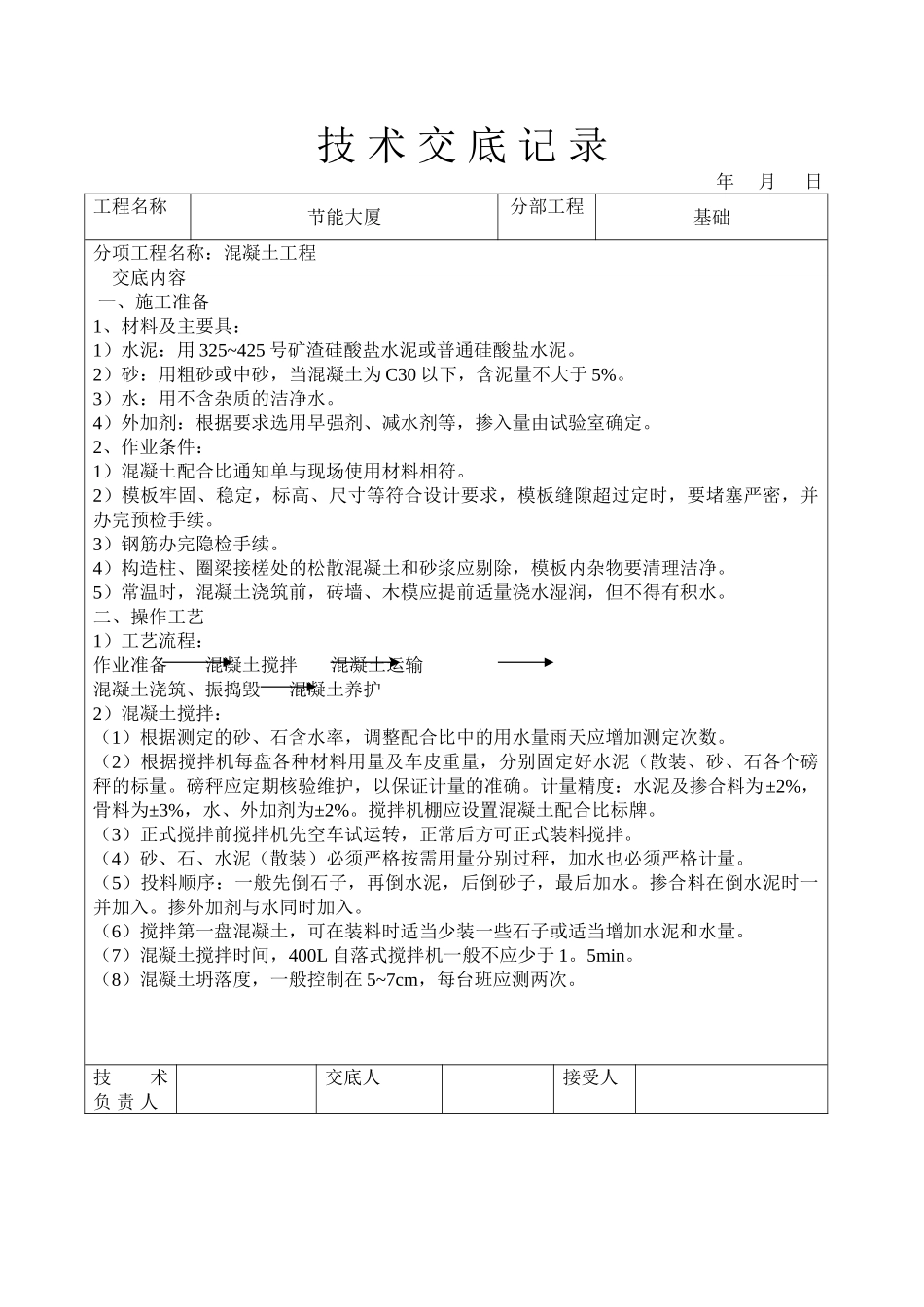 节能大厦混凝土工程技术交底_第1页