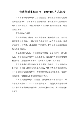 芍药能耐多低温度-能耐0℃左右温度