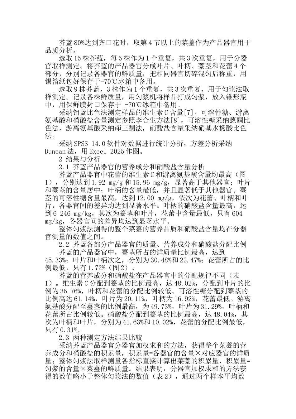 芥蓝品质分析的两种取样方法比较研究_第2页