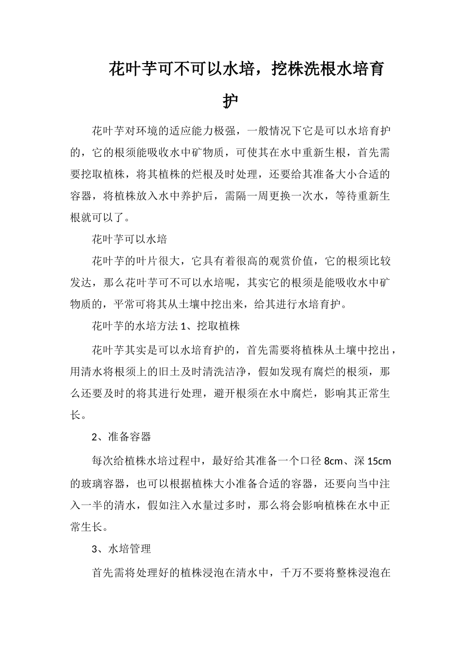 花叶芋可不可以水培-挖株洗根水培养护_第1页